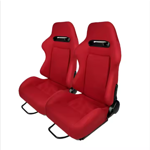Universal Reclinable Red Pineapple Fabric Dual Sliders Bucket Seats Racing Seat